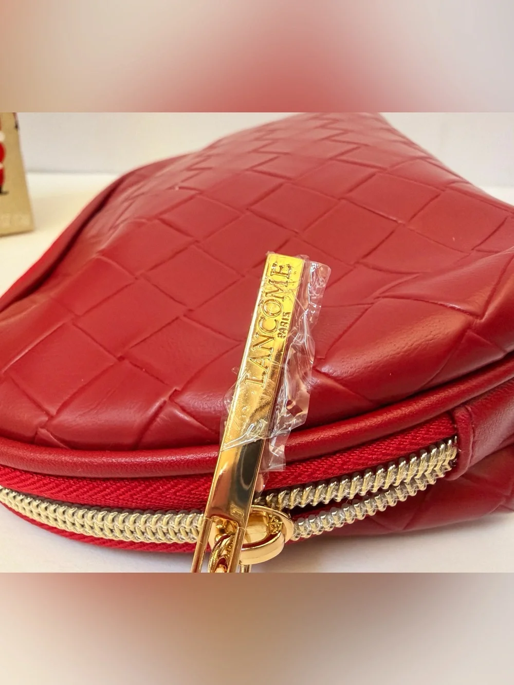 Lancome Red Woven Cosmetic Pouch
